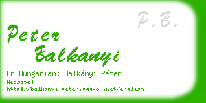 peter balkanyi business card