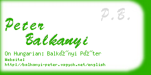 peter balkanyi business card